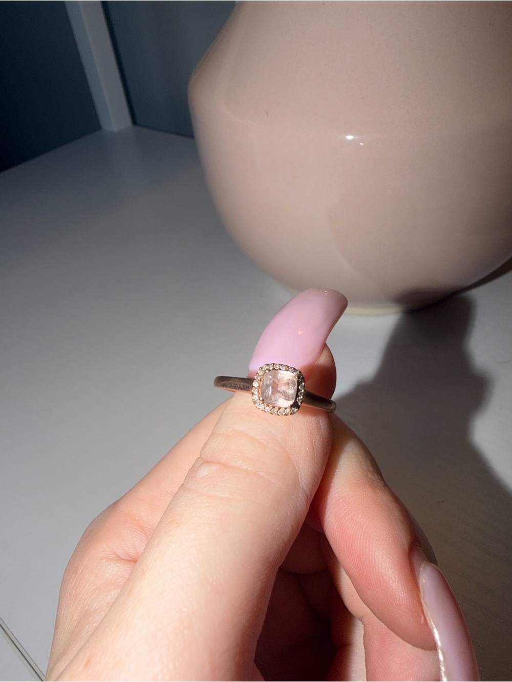 10k Rose Gold Morganite Ring Sz 8